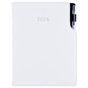 Diary GEP with ballpoint weekly A5 2024 Czech - white/white stiching