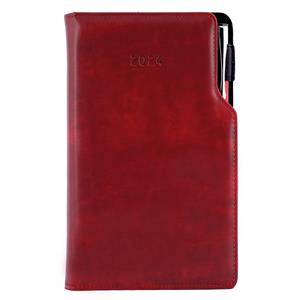 Diary GEP with ballpoint weekly pocket 2024 Czech - bordeaux brindled