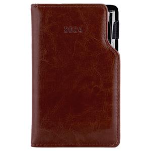 Diary GEP with ballpoint weekly pocket 2024 Czech - brown