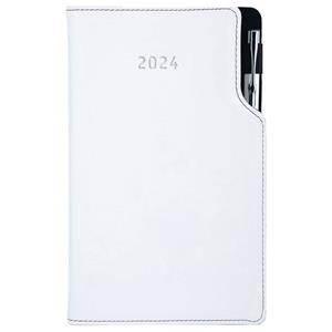 Diary GEP with ballpoint weekly pocket 2024 Czech - white/black stiching