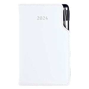 Diary GEP with ballpoint weekly pocket 2024 Czech - white/white stiching