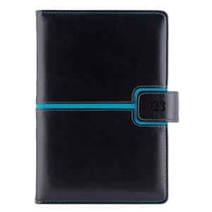 Diary MAGNETIC daily A5 2023 Slovak - black/turquoise