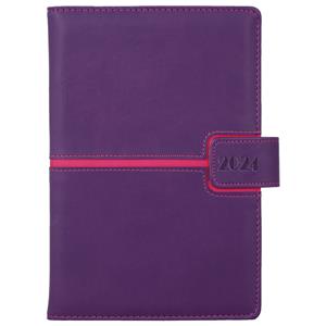 Diary MAGNETIC daily A5 2024 Polish - violet/pink