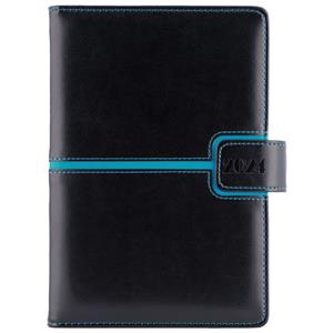 Diary MAGNETIC daily A5 2024 Slovak - black/turquoise