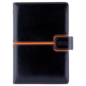 Diary MAGNETIC daily B6 2024 Polish - black/orange