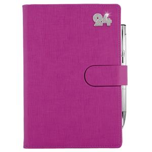 Diary SPLIT CRYSTAL daily A5 2024 Czech - fuchsia pink