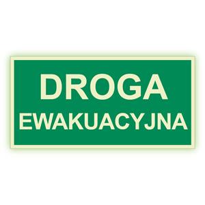 Droga ewakuacyjna - fotoluminescencyjny znak, naklejka 300x150 mm