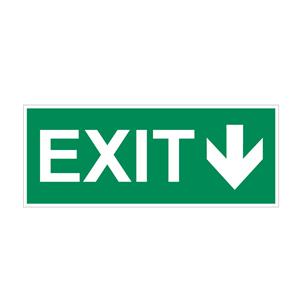 EXIT - nápis so šípkou - bezpečnostná tabuľka, plast 1 mm 200x75 mm