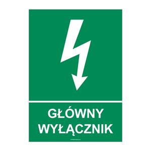 GŁÓWNY WYŁĄCZNIK, naklejka 105x37 mm