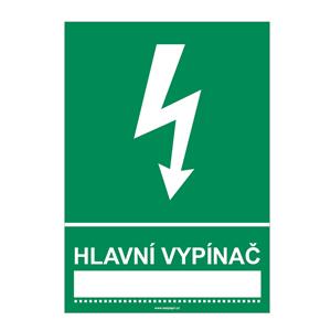 HLAVNÍ VYPÍNAČ ……………….., Samolepka A5