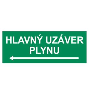 Hlavný uzáver plynu vľavo, plast 2mm 210x80mm