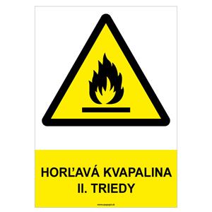 Horľavá kvapalina II. triedy - bezpečnostná tabuľka, plast 2 mm - A4