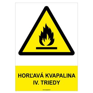 Horľavá kvapalina IV. triedy - bezpečnostná tabuľka, plast 0,5 mm - A4