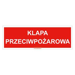 Klapa przeciwpożarowa - znak, płyta PVC 2 mm 150x50 mm