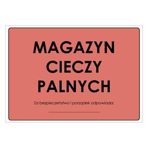 MAGAZYN CIECZY PALNYCH, płyta PVC 2 mm, 297x210 mm