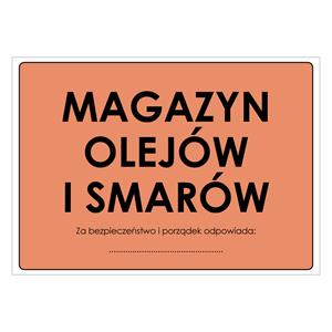 MAGAZYN OLEJÓW I SMARÓW, naklejka 297x210 mm