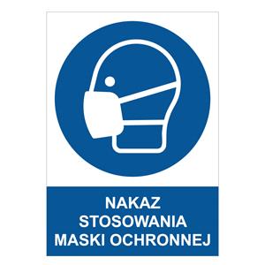 NAKAZ STOSOWANIA MASKI OCHRONNEJ - znak BHP, naklejka A4