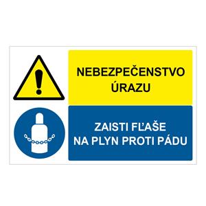 Nebezpečenstvo úrazu-Zaisti fľaše na plyn proti pádu, kombinácia,plast 2mm,95x60mm