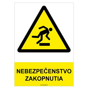 Nebezpečenstvo zakopnutia - bezpečnostná tabuľka, samolepka A4