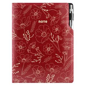 Notes DESIGN A4 Lined - burgundy - flowers