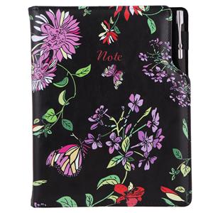 Notes DESIGN A5 Squared - black - flowers