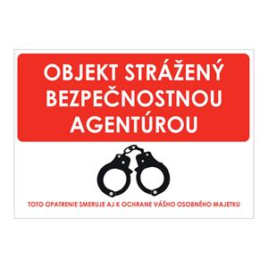 Objekt strážený bezpečnostnou agentúrou, samolepka 210x148mm