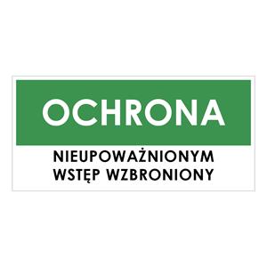 OCHRONA, zielony - płyta PVC 1 mm 190x90 mm