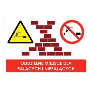 ODDZIELNE MIEJSCE DLA PALĄCYCH I NIEPALĄCYCH, płyta PVC 2 mm, 297x210 mm