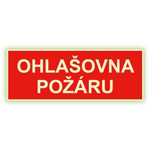 Ohlašovna požáru - fotoluminiscenční tabulka, samolepka 210x80 mm