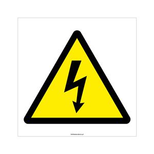 OSTRZEŻENIE PRZED NAPIĘCIEM ELEKTRYCZNYM - SYMBOL, płyta PVC 2 mm, 210x210 mm