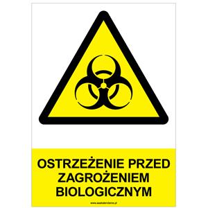 OSTRZEŻENIE PRZED ZAGROŻENIEM BIOLOGICZNYM - znak BHP, płyta PVC A4, 0,5 mm