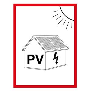 Označení FVE na budově - PV symbol - bezpečnostní tabulka, plast 2 mm (A6) 105 x 148 mm