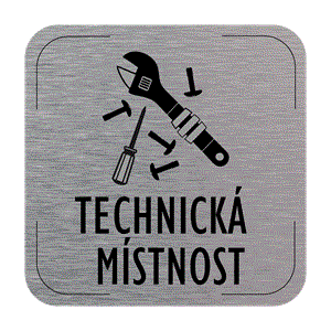 Popis místnosti - cedulka na dveře - Technická místnost - piktogram, hliníková tabulka, 80 x 80 mm