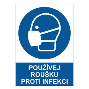 Používej roušku proti infekci - bezpečnostní tabulka, 0,5 mm plast A4