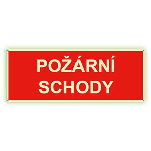 Požární schody - fotoluminiscenční tabulka s dírkami, plast 2 mm 210x80 mm