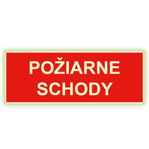 Požiarne schody - fotoluminiscenčná tabuľka s dierkami, plast 2 mm 210x80 mm