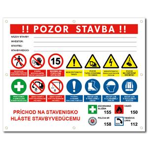 POZOR STAVBA 3 SK bezpečnostný banner - 100x80 cm