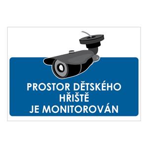 Prostor dětského hřiště je monitorován, samolepka a5