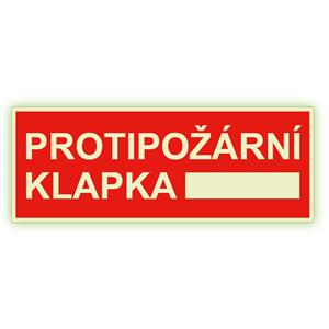 Protipožární klapka - fotoluminiscenční tabulka, plast 1 mm 210x80 mm