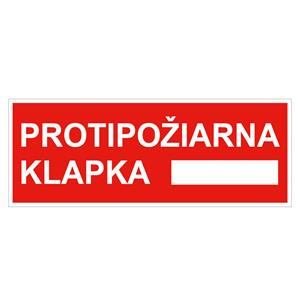 Protipožiarna klapka - bezpečnostná tabuľka, plast 1 mm 210x80 mm