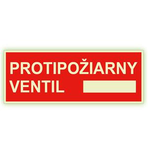 Protipožiarny ventil - fotoluminiscenčná tabuľka, plast 1 mm 210x80 mm