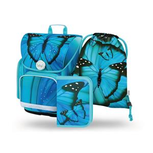 SET 3 Ergo Butterfly - school bag, pencilcase, gymsack