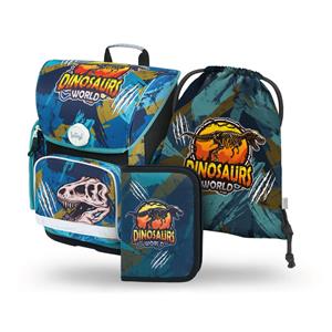 SET 3 Ergo Dinosaurs World - school bag, pencilcase, gymsack