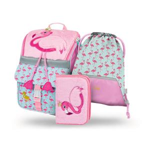 SET 3 Zippy Flamingo - school bag, pencilcase, gymsack