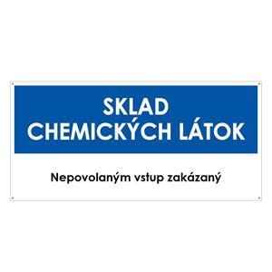 Sklad chemických látok, modrá, plast 2mm s dierkami-190x90mm