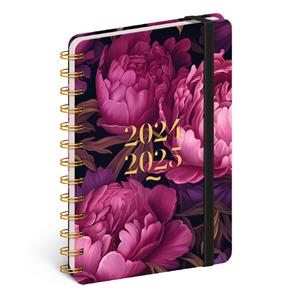 Spiral 18-month diary Petito - Purple flowers 2024/2025