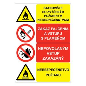 Stanovište so zvýšeným požiarnym nebezpečenstvom (štvorkombinácia),plast 1mm,148x210mm