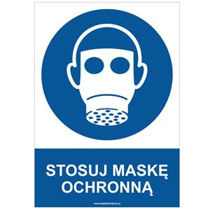 STOSUJ MASKĘ OCHRONNĄ - znak BHP, naklejka A4