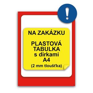 Tabulka na zakázku - plast A4 s dírkami, 2 mm