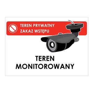 TEREN MONITOROWANY - TEREN PRYWATNY, naklejka 210x148 mm